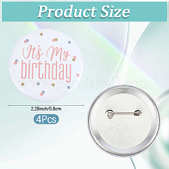 4 broche en fer blanc « C'est mon anniversaire »&nbsp;JEWB-CN0001-12A