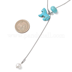 4 шт. двухцветное синтетическое бирюзовое ожерелье в виде лошади с подвеской из жемчужных бусин и ракушек.&nbsp;NJEW-JN05895