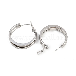 Серьги-кольца из нержавеющей стали 202 с тройным креплением EJEW-XCP0001-17