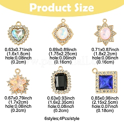 24 шт. 6-х стилевые подвески из сплава стекла&nbsp;FIND-FS0003-20