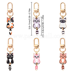 Décorations de pendentif en émail en alliage de chat&nbsp;HJEW-YW00054-01