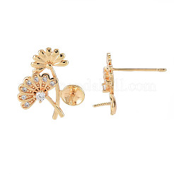 Латунные микро-паве прозрачные серьги-гвоздики из циркония KK-S364-037