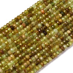 Граненый рондель натуральный зеленый гранат бусины нити G-F289-40B