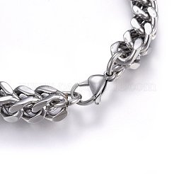 変色しない304ステンレススチール製ウィートチェーンネックレス  カニカン付き  ステンレス鋼色  24.02インチ（61cm）  10mm&nbsp;NJEW-H493-06P