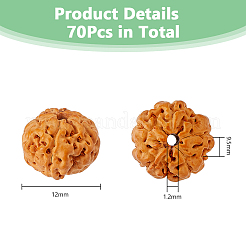 70 Stück ungefärbte natürliche Rudraksha-Perlen&nbsp;WOOD-DC0001-27