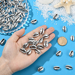 80 шт. гальванизированные натуральные бусины из ракушек каури&nbsp;BSHE-LT0001-06P