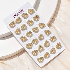 Boucles d'oreilles à tige en laiton avec micro pavé de zircons cubiques transparents en forme de cœur avec mot amour pour la Saint-Valentin&nbsp;EJEW-D305-22G-01