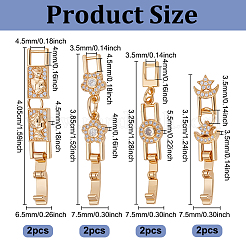 8 шт. 4 стиля латунные микропаве прозрачные кубические цирконии складные застежки&nbsp;KK-UN0005-23