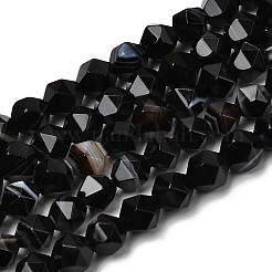 Нити бусин из натурального чёрного полосатого агата/полосатого агата&nbsp;G-Z119-A03-01