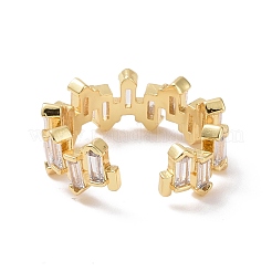 Прямоугольное открытое кольцо-манжета из прозрачного кубического циркония&nbsp;RJEW-P032-11G