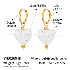 Boucles d'oreilles créoles pendantes en résine blanche en forme de cœur&nbsp;PD0685-1