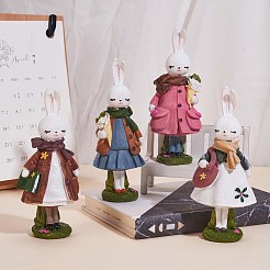 Смола стоящая статуя кролика скульптура кролика настольная фигурка кролика для лужайки садовый стол украшение дома (коричневый) JX085A