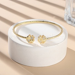 Прозрачный кубический цирконий открытый браслет-манжета&nbsp;BJEW-G737-01G-05