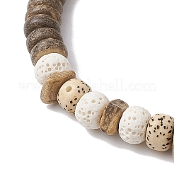 Браслеты из натуральной лавы и дерева&nbsp;BJEW-JB10976