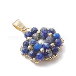 Facettierte runde Blütenanhänger aus natürlichem Lapislazuli&nbsp;PALLOY-MZ01197-06