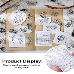 Papier de scrapbooking en silicone transparent pour ornement de scrapbooking de plantes vintage&nbsp;DIY-WH0678-55A