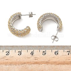 Двухцветные серьги-гвоздики в форме буквы С из нержавеющей стали 304&nbsp;LS-EJEW-F392-03G