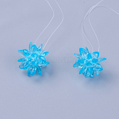 ガラス編みビーズ  花／線香花火  馬の目のチャームから成っています  ディープスカイブルー  13mm&nbsp;EGLA-L014-21T
