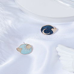 1 комплект асимметричных серег с эмалью в виде луны и звезды&nbsp;EJEW-LP0010-05