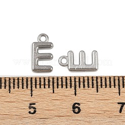 304ステンレススチールチャーム  洗練された  ステンレス鋼色  文字e  9x5x2mm  穴：1.2mm&nbsp;STAS-G356-08P-E