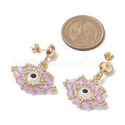 Boucles d'oreilles à tige en perles de rocaille en verre&nbsp;EJEW-MZ00270-01