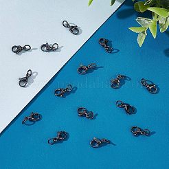 304ステンレススチール製ロブスタークロウ留め金  丸カン付き  電気泳動黒  10x7x3mm  穴：3.2mm  約50個/箱&nbsp;STAS-UN0037-74B