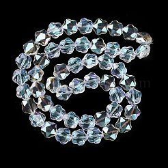 透明電気メッキガラスビーズ連売り  パール光沢メッキ  花  透明  14x14x7.5mm  穴：1mm  約50個/連  26.38''（67センチメートル）&nbsp;GLAA-P056-001PS