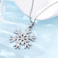Ожерелья с подвесками из нержавеющей стали 304 в виде снежинки NJEW-M096-07P