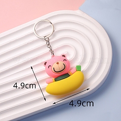 クマ PVC バッグ キーホルダー  漫画のバックパック吊り下げ装飾  ピンク  49x49mm&nbsp;PW-WGC0224-01