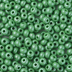 6/0 チェコ不透明ガラスシードビーズ  光沢のある  ラウンド  ミディアムシーグリーン  4x3mm  穴：1.2mm  約500 G /袋&nbsp;SEED-N004-003D-02