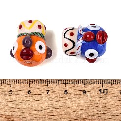 手作りランプワークビーズ  ピエロ  ミックスカラー  23.5~26x21.5~24x19.5~21mm  穴：2~3mm&nbsp;LAMP-N042-25