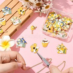 30 pendentif en alliage émaillé sur le thème des abeilles&nbsp;ENAM-CJ0006-58