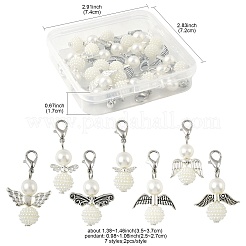 14 шт. 7 стиля АБС пластик имитация жемчуга подвеска украшения HJEW-FS00042-02-1