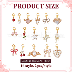 32 pièces 16 styles de décorations de pendentif en alliage d'émail&nbsp;HJEW-ME00081