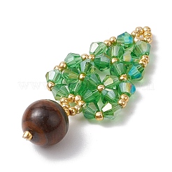 Pendentifs tissés en œil de tigre naturel et perles de verre&nbsp;PALLOY-MZ00364-03