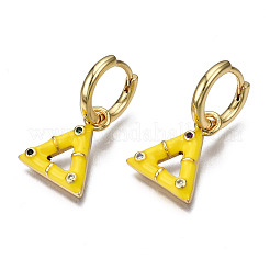 Серьги-кольца из латуни с микро-паве из фианита&nbsp;EJEW-T014-43G-NF