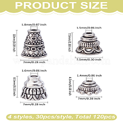 120 шт. 4-х стильный тибетский стиль сплава бусина конус&nbsp;FIND-LP0002-08