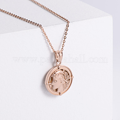 Мужские ожерелья из нержавеющей стали в винтажном стиле с плоским круглым подвесом-портретом для повседневной носки MN8587