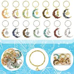 7 брелок в виде луны из натуральных и синтетических драгоценных камней&nbsp;KEYC-FS00046-02