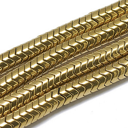 Electroplate non magnetici ematite sintetico fili di perline, twist, oro placcato, 6x3.5mm, Foro: 1.5 mm, circa 174pcs/filo, 15.7 pollice