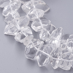 Natürlichem Quarz-Kristall-Perlen Stränge, Bergkristallperlen, Nuggets, 14.5~21.5x7~9x7~11 mm, Bohrung: 1 mm, ca. 60 Stk. / Strang, 15.3 Zoll