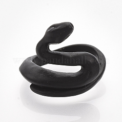 Сплав манжеты кольца пальцев, змея, чёрные, Размер 7, 17 мм