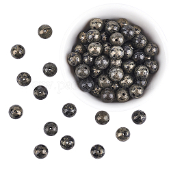 Fili di perle di pirite naturale arricraft, tondo, 8mm, Foro: 1 mm, circa 25pcs/filo, 8 pollice, 2 fili / scatola