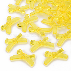 Perles en acrylique transparente, bowknot, jaune, 20x34x5.5mm, Trou: 1.8mm, environ 435 pcs/500 g