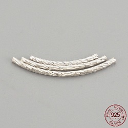 925 Sterling Silver Beads, Tube, Fancy Cut, Silver, 25x1.5mm, Hole: 1mm