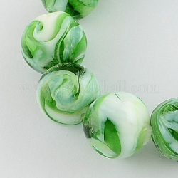 Perles vernissées manuelles, ronde, lime green, 14mm, Trou: 1~2mm
