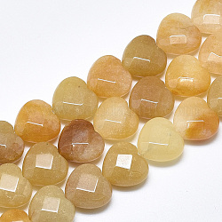 Topazio naturale perle di giada fili, sfaccettato, cuore, 14.5~15x15~15.5x7~8mm, Foro: 1.2 mm, circa 14pcs/filo, 7.6 pollice