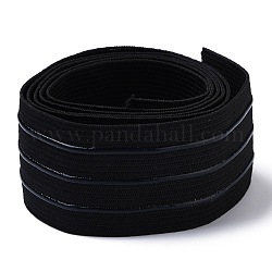 Banda elástica antideslizante de poliéster, con correas de silicona, para accesorios de ropa, negro, 38mm, alrededor de 5.46 yarda (5 m) / hebra