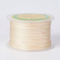 Corde in poliestere rotonde, corde di milano / corde intrecciate, bianco antico, 1.5~2mm, 50 yard / roll (150 piedi / roll)