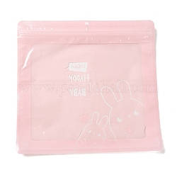 Bolsas con cierre zip de embalaje de plástico rectangulares, bolsas autoadhesivas superiores con estampado de conejo, rosa, 24.8x26x0.01~0.15 cm, espesor unilateral: 2.5 mil (0.065 mm)